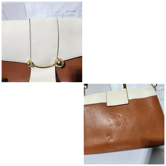 Strathberry Brown and Cream Shoulder Bag - Picture 10 of 12